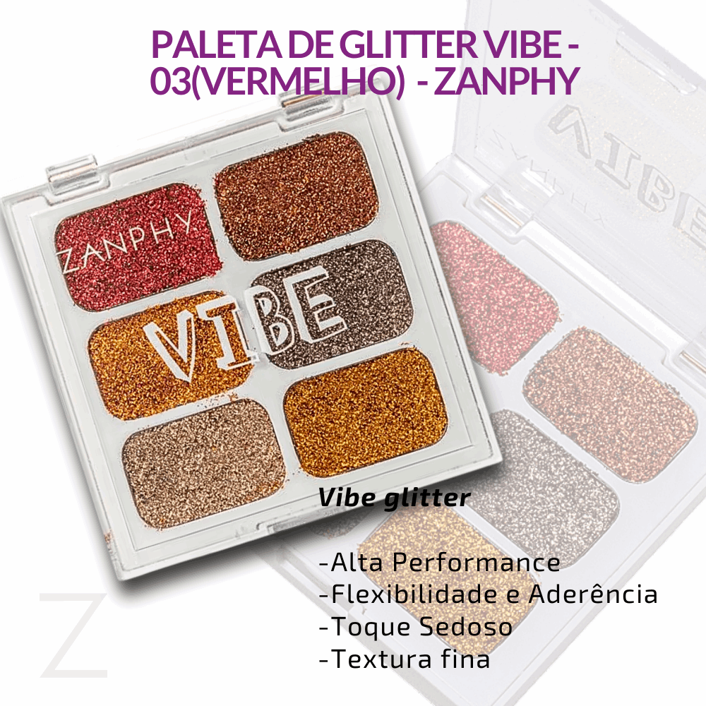 Paleta de Glitter Vibe - 03 Vermelho