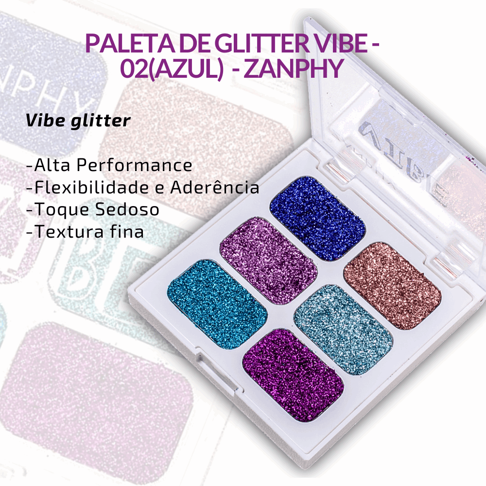 Paleta de Glitter Vibe - 02 Azul Facial