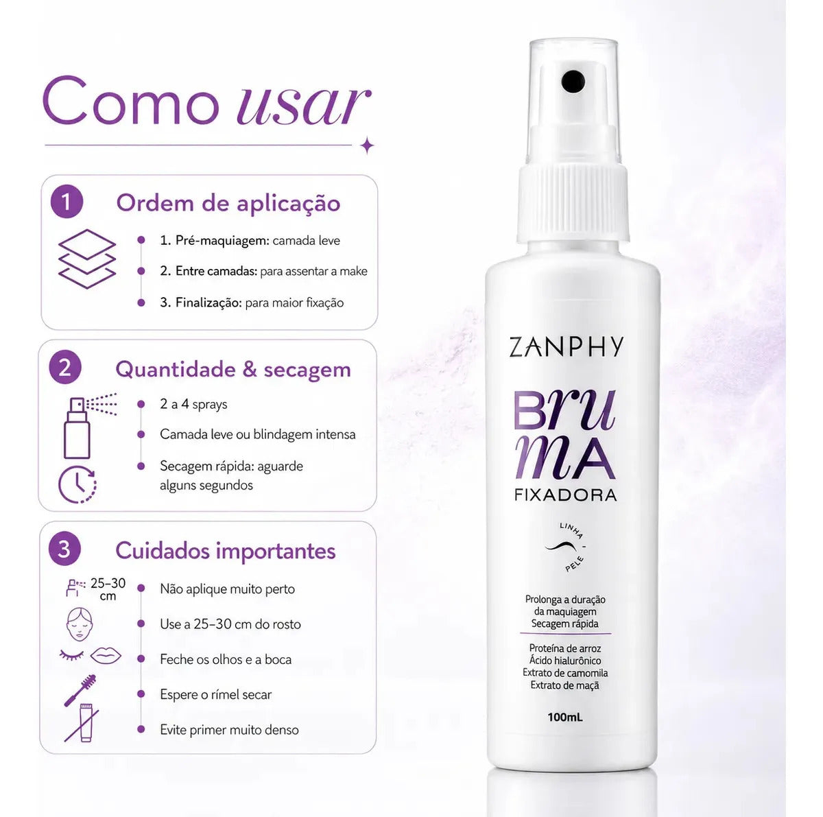 Bruma Fixadora Spray Nevoa Fina Zanphy 100mL