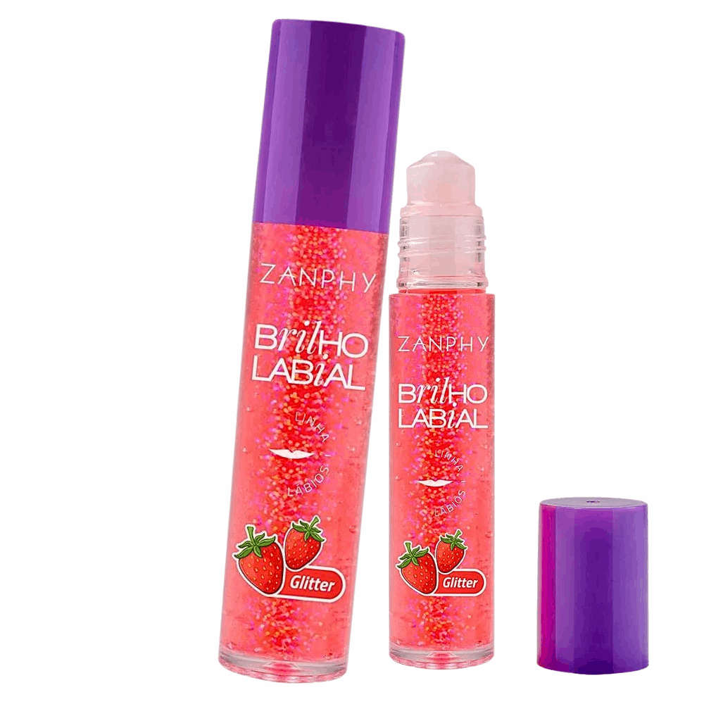 Brilho Labial Roll-on Morango Glitter
